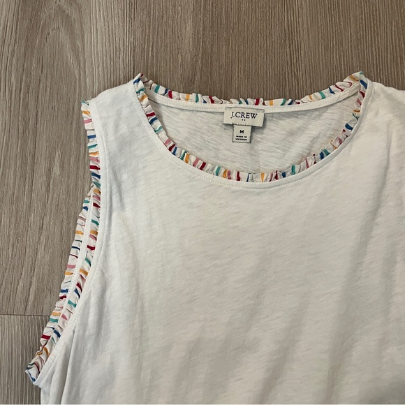 White Sleeveless Tank Top with Colorful Trim - Picture 2 of 5